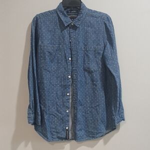 Lucky Brand Women's Blue Patterned Button Down Shirt Sz Small Pre-owned